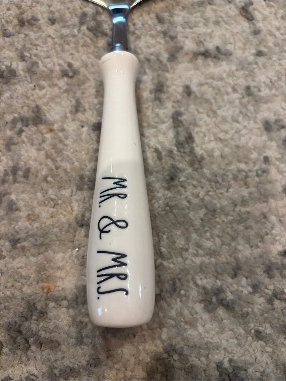 Rae Dunn Mr. & Mrs. Ceramic Handle Cake Server - White